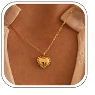Tewiky Herz Halskette für Damen Gold/Silber Mit Anhänger Kette Kleine | 14K vergoldet,nickelfrei & hypoallergen,leicht wasserfest.Für Alltag & Anlässe,edles Schmuckgeschenk für Damen