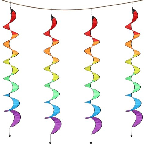 4er Set Spiral-Windspiel Regenbogenfarben | UV-beständig & Wetterfest Für Garten, Terrasse & Camping | Bunte Windspirale Gartendekoration,150cm
