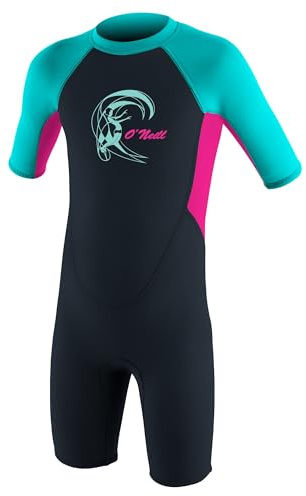 O'Neill Kleinkind - Neoprenanzug Toddler Reactor-2 2mm Back Zip S/S Spring - Girls, Farbe:Slate/Berry/Light Aqua, Groesse:3