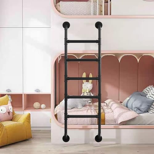 Etagen-Ausstiegsleiter aus Schmiedeeisen zur Wandmontage, Kellerfensterleiter, Kletterleiter für drinnen und draußen, Mehrzweck-Dachboden-Anlegeleiter – Tragkraft 150 kg – Schwarz (125 cm)