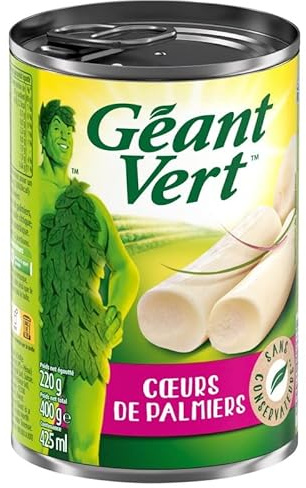 GEANT VERT Cœurs de Palmier 220g – Saveur authentique et texture tendre pour vos recettes gourmandes- Lot De 3