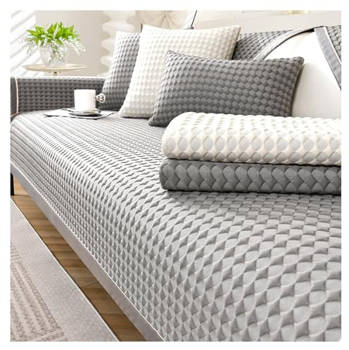 Sofa Überzug Eisseide Sofabezug Weiche: Haustier rutschfest Sofaschoner Vintage 1/2/3/4 Sitzer Couch Überzug Einfarbig Sofaüberwürfe für U Form L Form Sektionssofa(Grau,70 * 180cm)