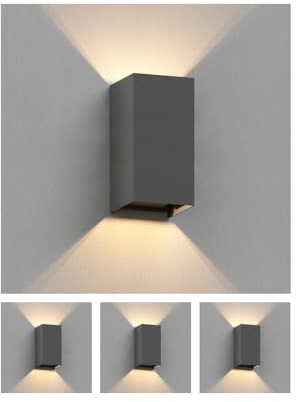 ledscom.de 4x Wandleuchte CUBEL für außen, IP65, Up & Downlight, anthrazit matt, rechteckig, 1x G9 max. 10W