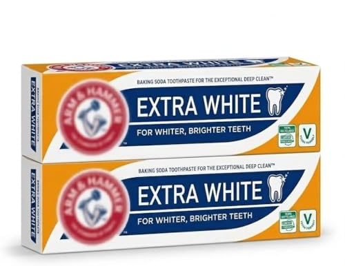 Arm & Hammer Extra White 125g Pack of 2 | Baking Soda Whitening for Deep Clean, Plaque Removal, Fresh Breath, Enamel Strengthening | Fluoride for Daily Oral Care