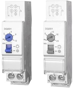 DIN Temporizadores mecánicos Temporizador de retardo de Escalera, relé de retardo de luz, 230 V, 16 A, Rango de 10 Minutos for Controles de iluminación de pasillos.(Gray knob)