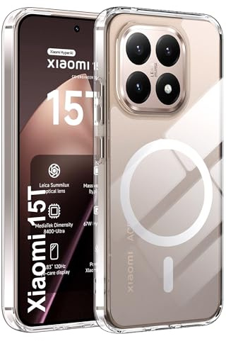 Fitudoos Cover per Xiaomi 15T, Compatibile Con MagSafe, Custodia protettiva antiurto per cellulare, anti-ingiallimento, anti-olio e anti-graffio Cover- Trasparente
