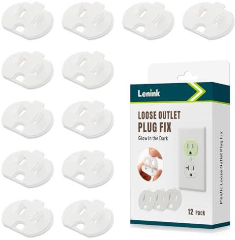 Lenink Loose Outlet Plug Fix, Glow in Dark, 12 Pack Plastic Snug Socket Secured, Outlet Tightener Insert, with Back Adhesive