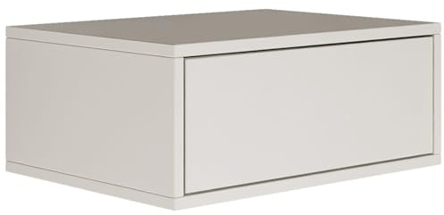 Selsey Nachttisch Hängend Schwebender Weiß Farbe 50B x 36T x 20,8H cm Nachtschrank mit Schublade in Minimalistischer - Push-to-Open - Skandinavischen Platzsparend Wandmontage Framme