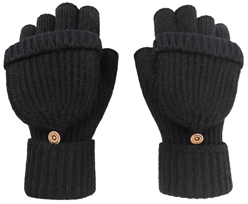 Winter Fingerlose Handschuhe Strick Fingerhandschuhe Mit Klappfinger Winterhandschuhe Fäustlinge Outdoor Fausthandschuh Handwärmer Gloves Warme Requisiten Geschenke Für Wandern Skifahren Radfahren