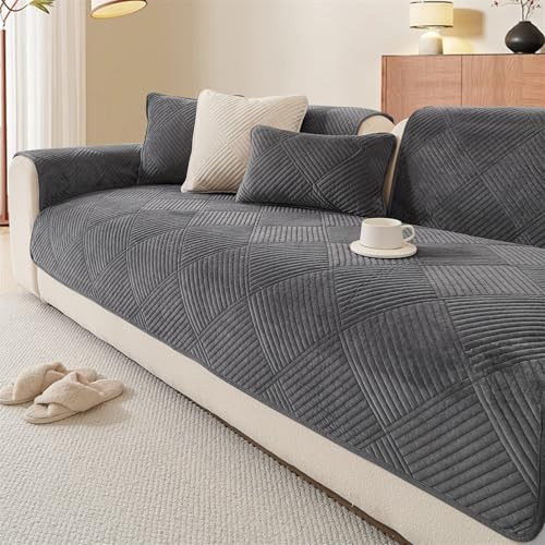 LINGKY Sofa überzug Waschbar - Neue Weiche Flanell Sofa Cover, rutschfeste Sofabezug 2 3 4 Sitzer Couch überzug Sofa Bezug für Sektionssofa, Sofaüberwürfe L Form Möbelschutz