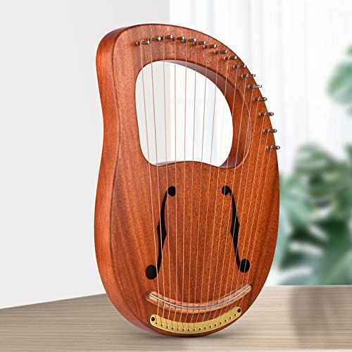 Aumotop Arpa de Lira de 16 Cuerdas WH-16 con Bolsa Transporte, Llave para Afinar, Paño Limpieza para Entusiastas la Música Clásica Griega