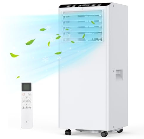 Portable Air Conditioner Air Conditioning Unit 9000 BTU Energy Class A 3-in-1 Cooling Fan Dehumidifier for Rooms Up to 35㎡ 400sq.ft R290 Refrigerant 2 Speeds 24H Timer LED Display Remote Control