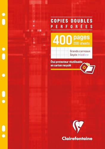 Clairefontaine 4791C förpackning advokatbyråer DIN A4 (stansade, 400 ark, fransk linjatur) 1 förpackning vit