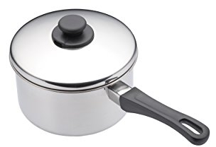 KitchenCraft Tiefer Edelstahl-Stieltopf mit Deckel, 12 cm, Silber