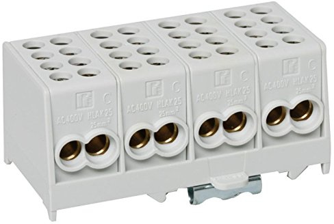 Hauptleitungs Abzweigklemme grau Block 2 Eingänge 25 mm² - 2 Ausgänge 16 mm², 4-polig