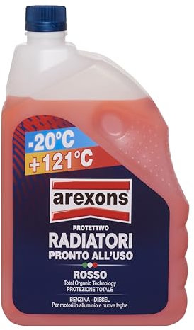 AREXONS Protettivo Radiatori Rosso -20°, per Circuiti di Raffreddamento, Protezione Antigelo e Antiebollizione Fino a -20°C e +121°C, Adatto a Rabbocchi, 2L