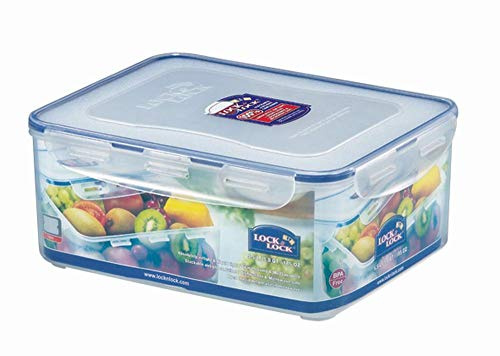 6 Stück Lock & Lock Frischhaltedose, Vorratsbox, 5,5 Liter rechteckig mit Ablaufgitter, transparent, 295 x 230 x 118 mm, Set by Danto®