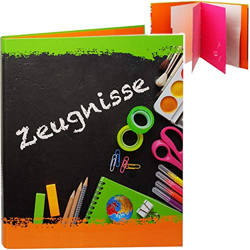 alles-meine.de GmbH A4 - Ringbuch/Zeugnisringbuch - Zeugnisse Bunte Stifte - incl. Einsteckseiten & Einlagen - ERWEITERBAR/Ordner - Zeugnismappe - Sammelordner Dokumentenma..