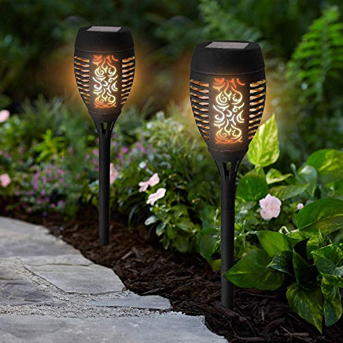 2 Pack 36 LED Solar Torch Light Dancing Flickering Flame Effect Stake Light Waterproof Outdoor Garden Landscape Path Lamp