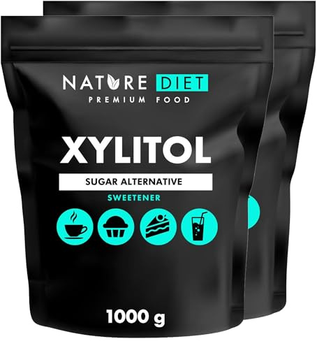 Nature Diet Xylit, 2 x 1000 g, Natürliches Süßungsmittel, Kalorienarm | Zuckeralternative, 40 % Weniger Kalorien als Zucker, Süße Ähnlich wie Zucker, Ideal für Getränke, Kochen und Backen