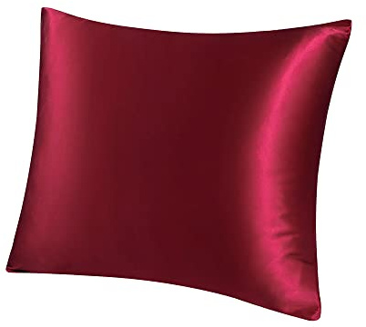 PiccoCasa Seidenkissenbezug 19 Momme Seide Kissenbezug mit Reißverschluss Kissenhülle mit Geschenkbox Haar- und Hautpflege atmungsaktiv Rot 40x40cm