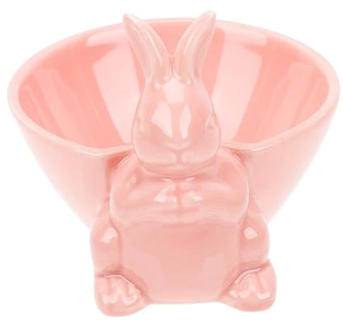 Umerk Creative Plate Ceramic Easter Rabbit Shape Bowl Salad Fruit Snack Bowl Bunny Dessert Food Tray Display Plate (Color : Pink, Diameter : 10x10cm)