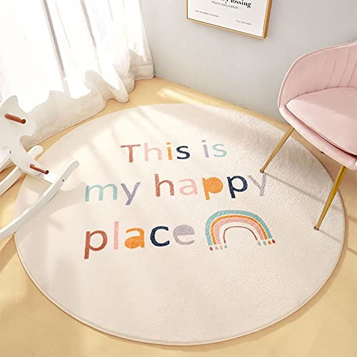 MEIFEISEWU Teppich runder Teppich Kinderteppich Rutschfester Wärmedämmteppich mit Cartoon-Druck Krabbelunterlage für Babys großer weicher Teppich Kleines Kinderzimmer (Prosperity 21 200x200cm)