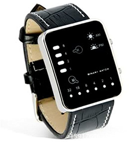 Mens Watches LED Leather Sport Women Wristwatch Wrist Digital Watch Mens Red Binary Men's Watch Ga900vb-1a (Black, One Size)