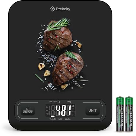 Etekcity Food Kitchen Scale, Digital Mechanical Weighing Scale,Grams and Ounces for Weight Loss, Baking, Cooking, Keto and Meal Prep,Packages, Liquids, Jewelry, LCD Display, Medium, Black