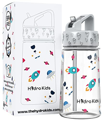 HydroKids Borraccia con cannuccia, 400 ml, senza BPA, per bambini, per scuola, viaggi, sport, a tenuta stagna, per ragazze, ragazzi e bambini