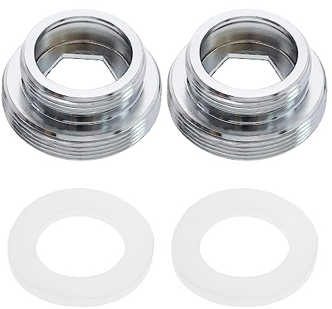 Create idea 2PCS M22 to M28 Adapter with Washers Male Thread Tap Connector Tap Attachment Pipe Fitting Accessories Copper Silver