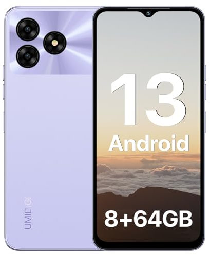 UMIDIGI G5A Mobile Phones(2024),Android 13 Smartphone SIM Free Unlocked,6.52HD+Screen,8GB+64GB RAM/1TB Extension,5000mAh Battery,13+5MP Night Mode Camera,4G Dual SIM/Face ID/GPS,UK Version(Purple)