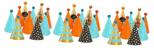 Toyvian 3 Sets 10pcs Unvergessliche Geburtstag Feier Bronzing Glitter Hut Plüsch Party Hut Orange Schwarz Foto Requisiten