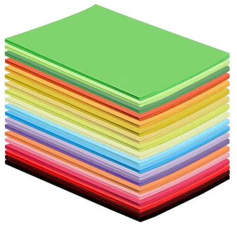 Origami-Papier, A4, 200 Blatt, 20 lebendige Farben, doppelseitig, 70 g/m², Pastellpapier, Karton für Kinder, Erwachsene, Anfänger, DIY-Kunst und Handwerk, bunte Projekte, Bastelpapier, Kopierpapier