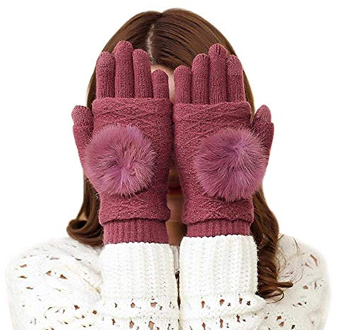 FLYIFE Unisex-Erwachsene Fäustlinge Winter Damen Handschuhe Warme Winterhandschuhe Schlichte Handschuhe Glamourös Sehr Warm Im Kalten Winter Von Khaki/Red/M