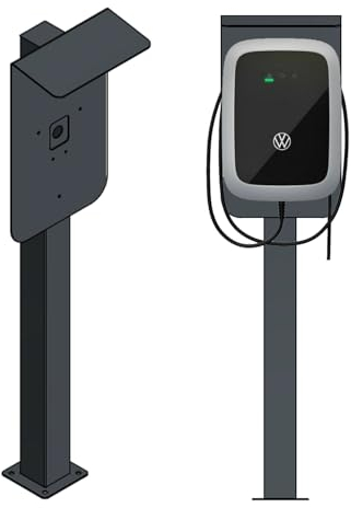 DIE-LADESÄULE - Ladesäule, Standfuß, Stele, Base für ELLI (VW, Audi, Skoda) Wallbox - aus Edelstahl - mit Dach und Kabelhaken - pulverbeschichtet - anthrazit - deutsche Herstellung