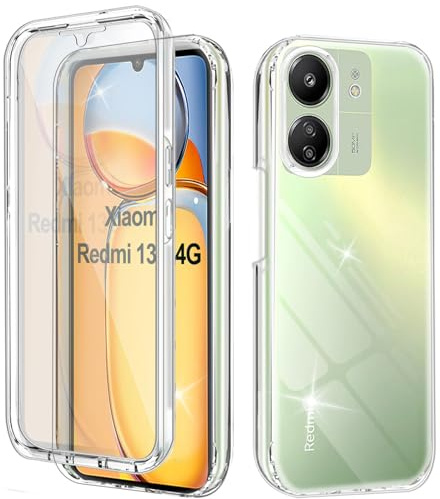 Yutwo Funda para Xiaomi Redmi 13C 4G Carcasa Antigolpes 360 Grados Protección con Protector de Pantalla Integrado Robusto Doble Cara Ultrafina Transparente Case Carcasa para Redmi 13C 4G, Clear