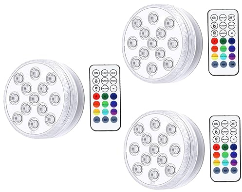 BESPORTBLE 3sätze Titel Wasserdichte Unterwasserlampe Mit Fernbedienung Batteriebetriebene Poolbeleuchtung Für Aquarium Teich Und Partydekoration