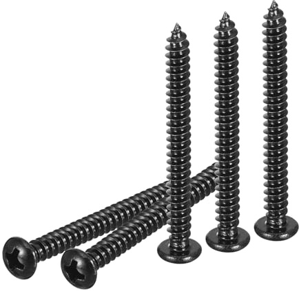 DTGN #8x1-1/2 Phillips Pan Head Self-tapping Screw - 50Pack - Black Oxide Carbon Steel Sheet Metal Screws Wood Screws