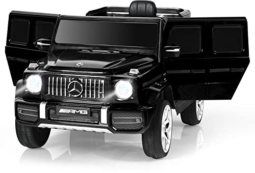 COSTWAY Macchina Elettrica per Bambini 12 V Mercedes Benz, Veicolo Elettrico a 2 Porte con MP3,con Telecomando,Carico 12,5kg, con Clacson,luci a LED e Cintura di Sicurezza, per 3 a 8 Anni (Nero)