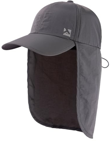 TOP-EX XL/XXL wasserdichte Baseball Cap Herren mit Nackenklappe UPF 50 Sonnenhüte Damen, Faltbar Sommerhüte Safari Wandern Outdoor-Hut Atmungsaktiv Verstellbar Dunkelgrau M/L