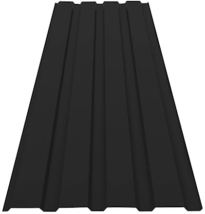 Tôle de bardage,Toiture ondulée en métal, Couverture métallique pour abri de jardin,Anti-rouille,Résistante aux intempéries UV,Kit de montage inclus, 15 pièces-7,7 m²,115x45 cm, épaisseur 0,25 mm,Noir