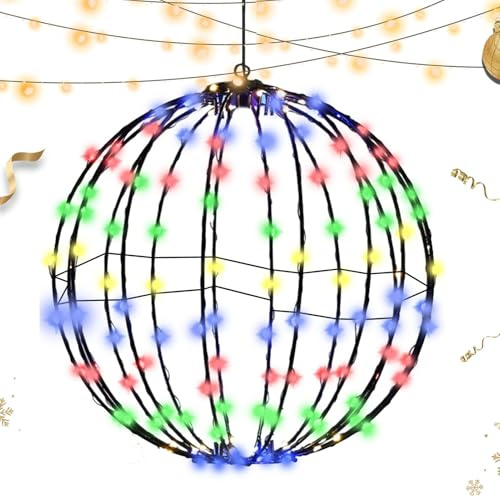Luci a di Natale per esterni - Decorazioni a di Natale, palline a LED impermeabili | Sfere luminose natalizie da appendere festive, ornamenti da giardino per interni, sfere illuminate