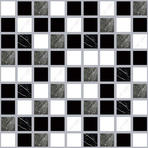 ANHUIB Autocollant pour carrelage de cuisine noir et blanc - Mosaïque - Film adhésif pour carrelage de salle de bain - Film autocollant pour salle de bain - Papier peint autocollant noir et blanc - 44