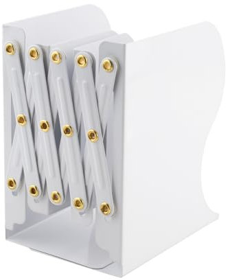 Zosenyer Cale Livre, Serre-Livres Rétractable, Cale Livre Etagere en Métal Réglable Peut Salle D'étude Décorative Chambre à Coucher Bureau (Blanc)
