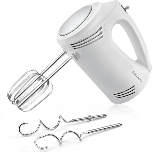 Kestreln S1 Electric Hand Mixer, 350W, 5-Speed Mixer with Stainless Steel Whisk & Dough Hook, One-Touch Dial Hand Held Mixers with Stable Flat Bottom for Kitchen Baking Mixer