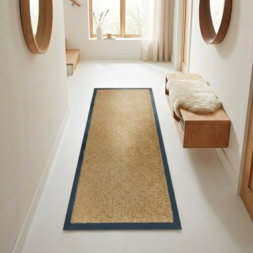 Cozy Haven Washable Rubber Runner Rug – Outdoor & Indoor Heavy Duty Non-Slip Runner Rug for Kitchen Garden, Inside & Outside Floor Mats, Waterproof and Dirt Trapper Entrance Rug (Beige, 60x180 cm)