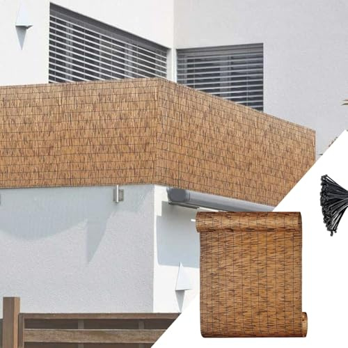 Halbprivater Schilfzaun Natürlicher Bambuszaun 50 Cm X 1000 Cm 60 Cm X 800 Cm Schilfrohrmatte Für Die Terrasse, Zaunrolle, Dekorativer Zaun Für Den Außenbereich, Galerie, Restaurant, Hotel(90x600cm(3.