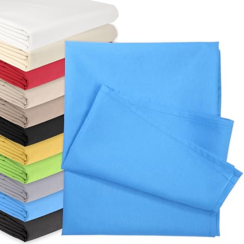 Bettlaken OHNE Gummizug 90x200 cm Poly Baumwolle Himmelblau | Glatte Betttuch ohne Spanngummi. Atmungsaktiv, Waschbar. Laken, klassische Betttücher, Haustuch für Zuhause, Hotel
