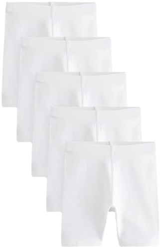 NEXT Niñas Pack de 5 Pantalones Cortos de Ciclismo elásticos con Alto Contenido de algodón y diseño más Largo Blanco 4 Años